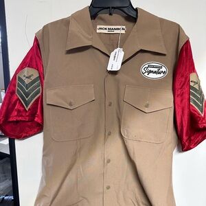 Mason Men's Brown and Red Signature Shirt Jacket